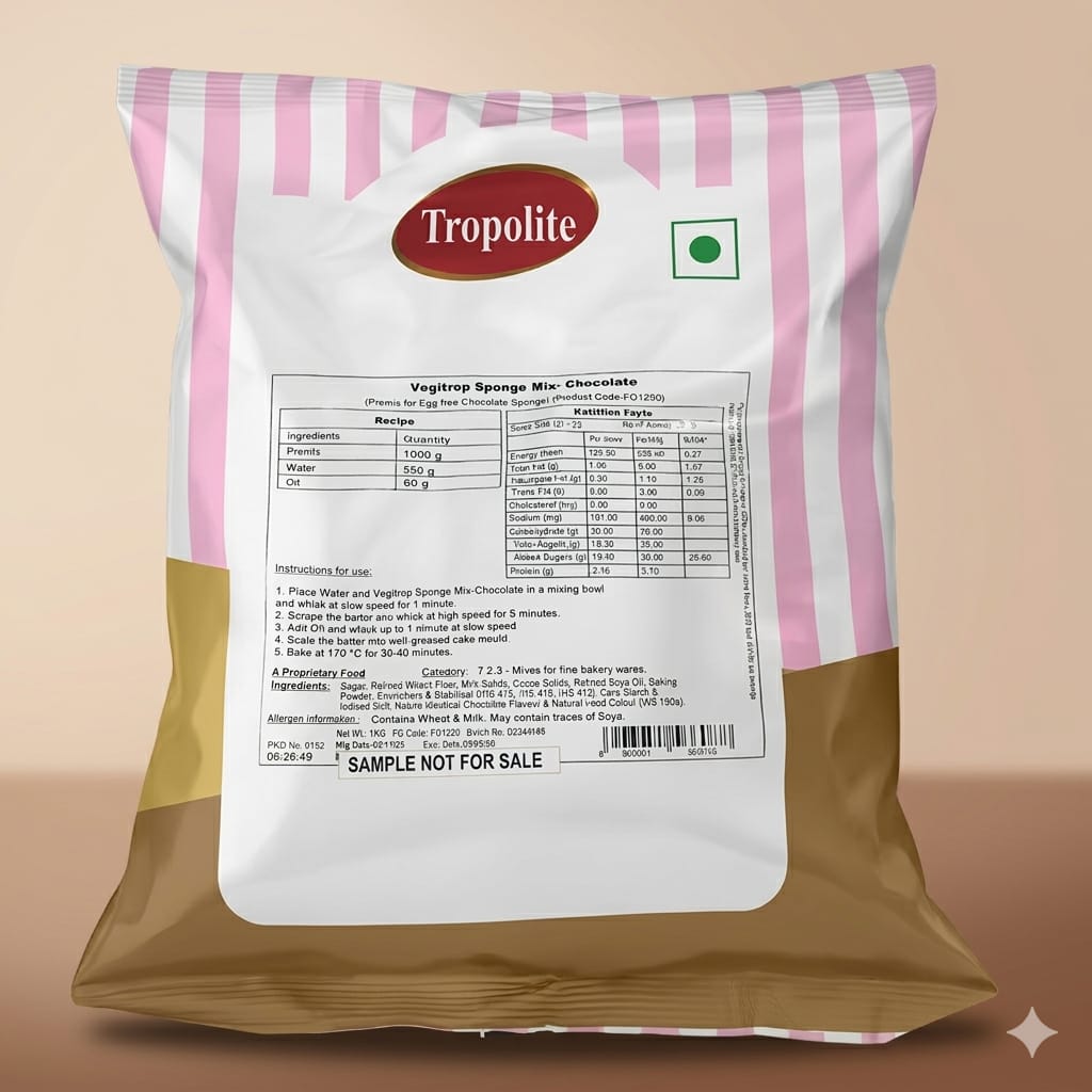 Tropolite vegitrop sponge mix - chocolate (premix for Egg free chocolate sponge)1 kg