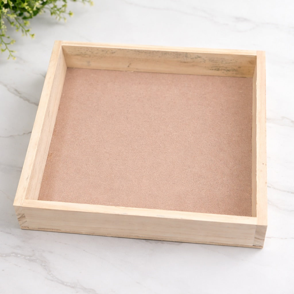 Square Wooden Hamper Tray Size - 9x9x2 inch