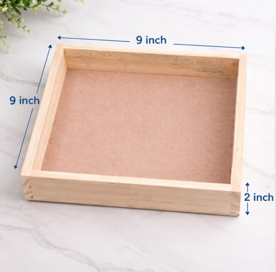 Square Wooden Hamper Tray Size - 9x9x2 inch