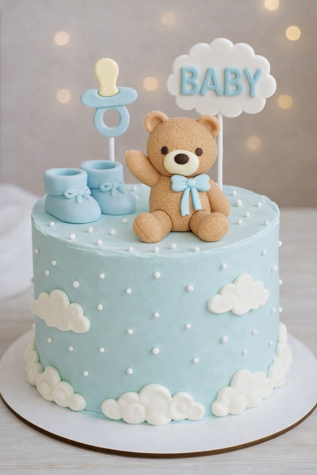 Teddy with blue bow (size - 2 inch)