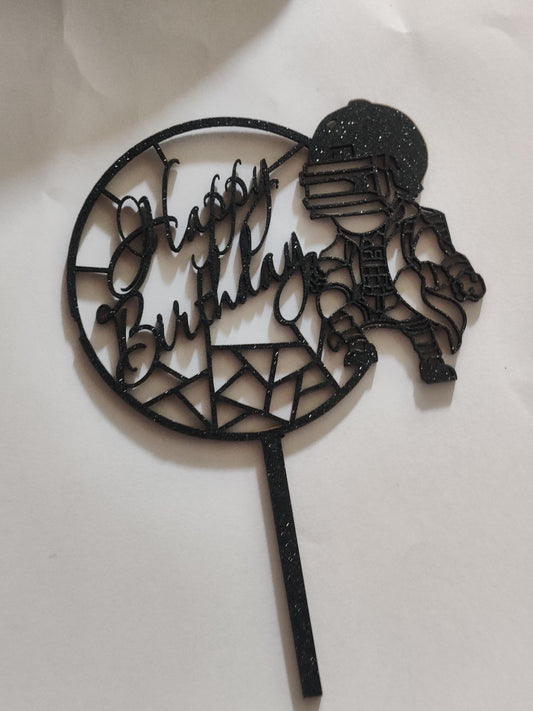 Acrylic Cricket cartoon happy birthday topper