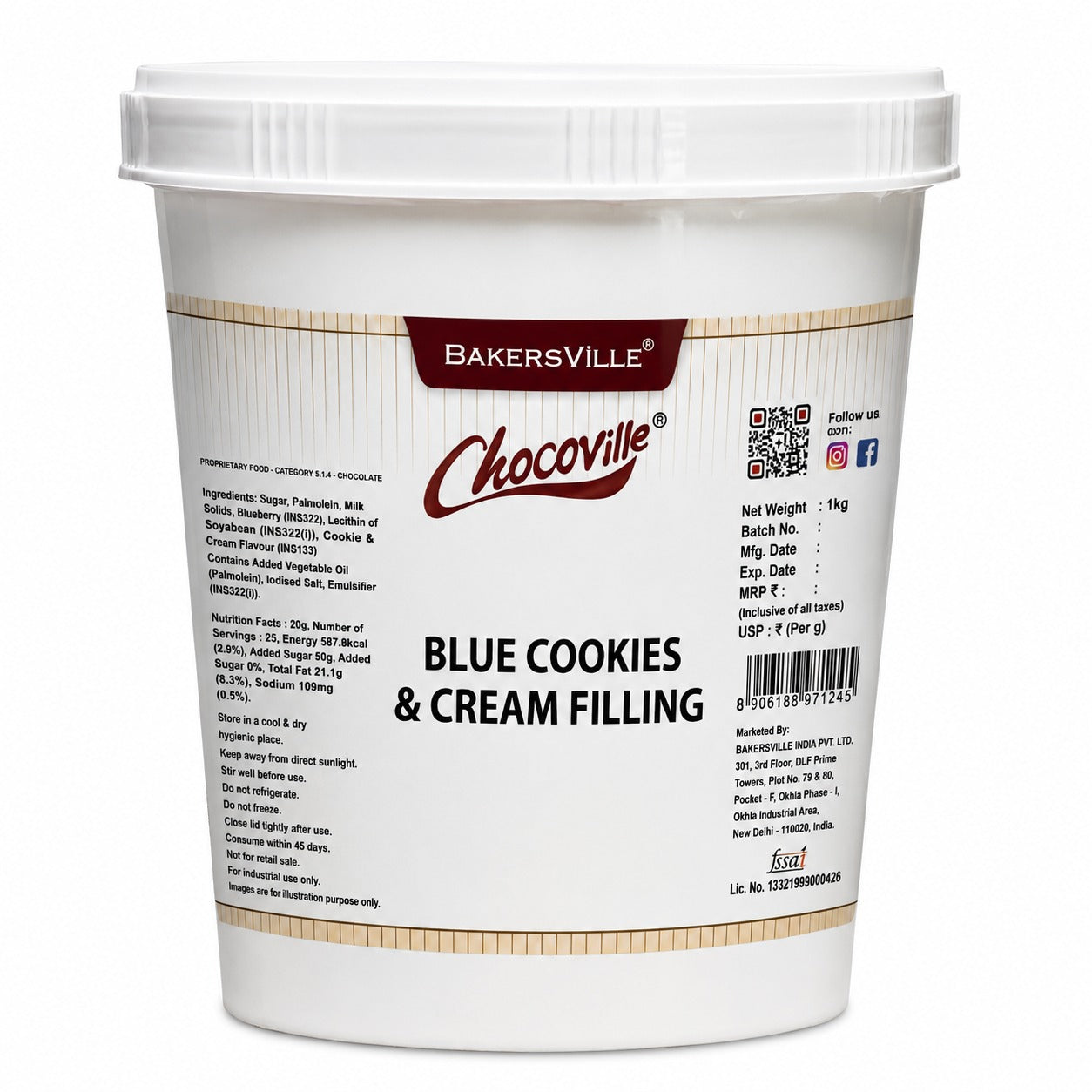 Bakersville Blue Cookies & Cream Filling 1 kg