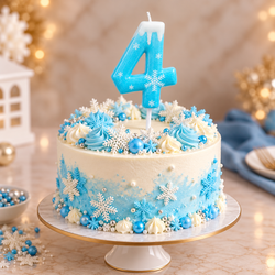 4 Number Blue Frozen Theme Candle for Cake Decoration