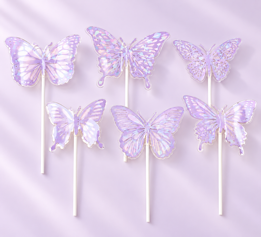 Lavender  Butterfly Cake Topper Set Pack Of 6