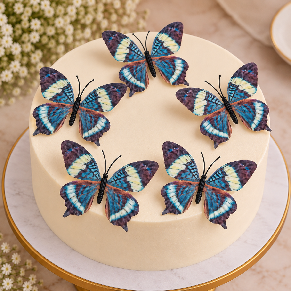 Dusty Blue Butterfly Set Of 5