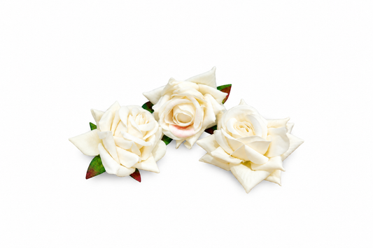 Artificial White Rose Flower Set of 3 Size -3 inch