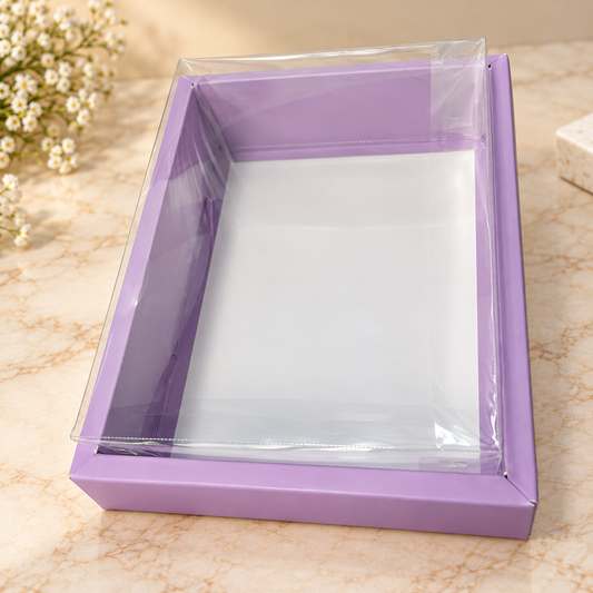 Lavender Hamper Box with Transparent PVC Lid Size- 10*8 Inch Pack Of 5