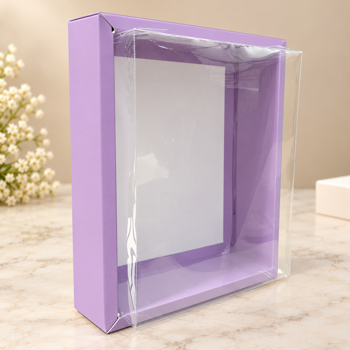 Lavender Hamper Box with Transparent PVC Lid Size- 10*8 Inch Pack Of 5