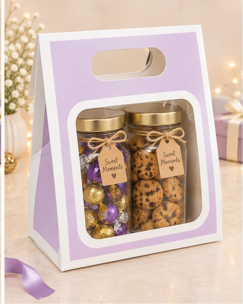 2 pcs jar box lavender  colour with white border PACK OF 10 (size - 8x7 inch)
