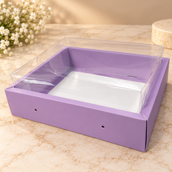 Lavender Hamper Box with Transparent PVC Lid Size- 10*8 Inch Pack Of 5