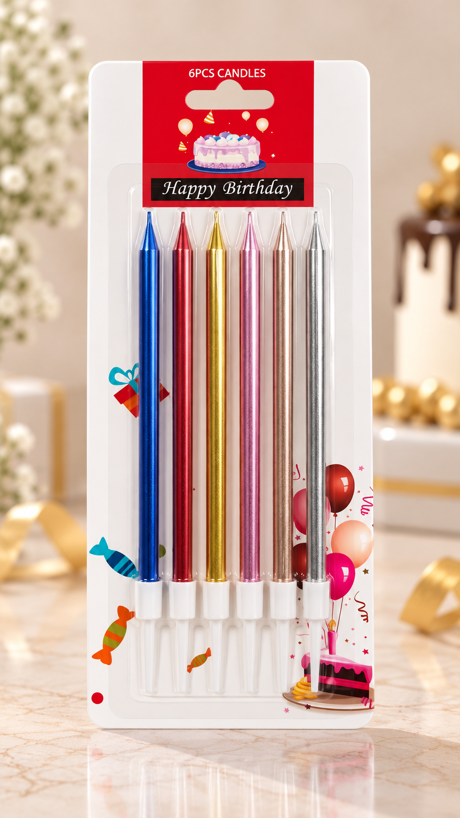 Colourfull Candle pack of 6