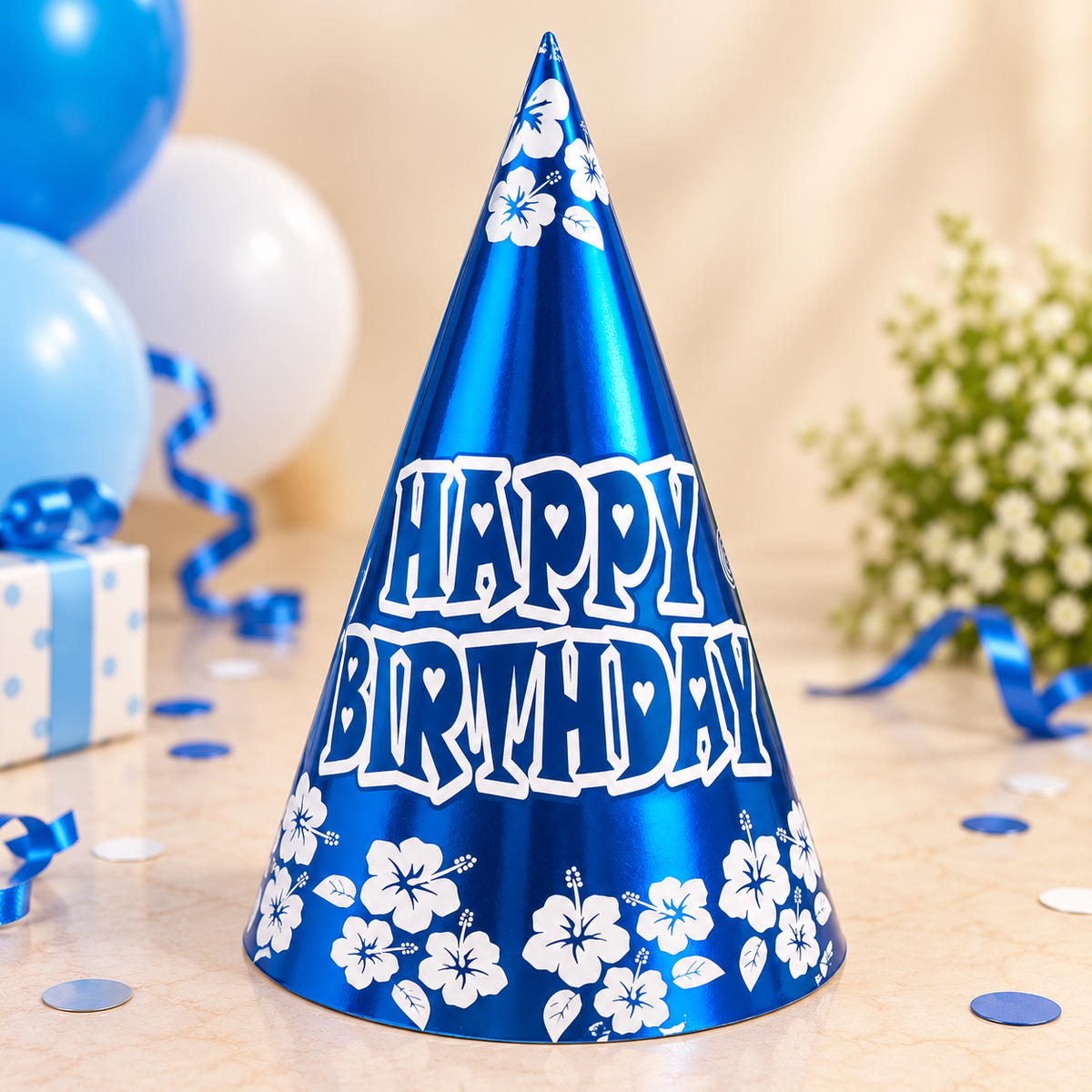 Blue Happy Birthday Party Hat pack of 10