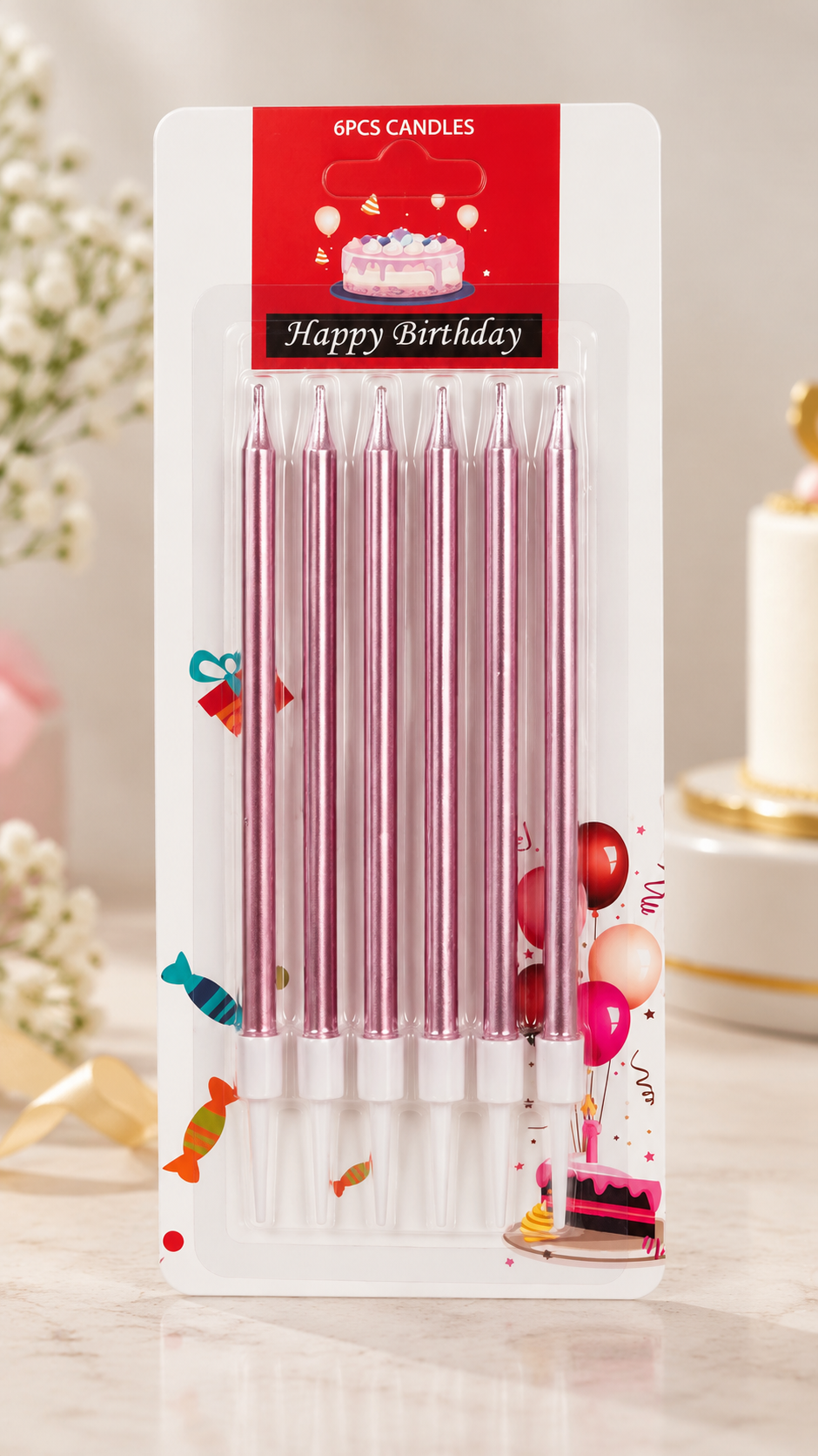 Light pink Candle pack of 6