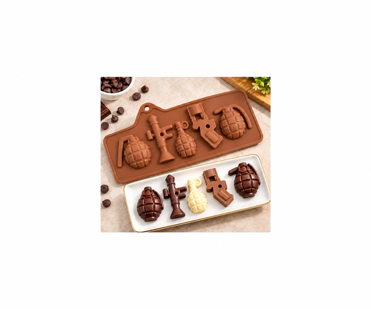 5 Cavity Grenade & Pistol Chocolate Mould