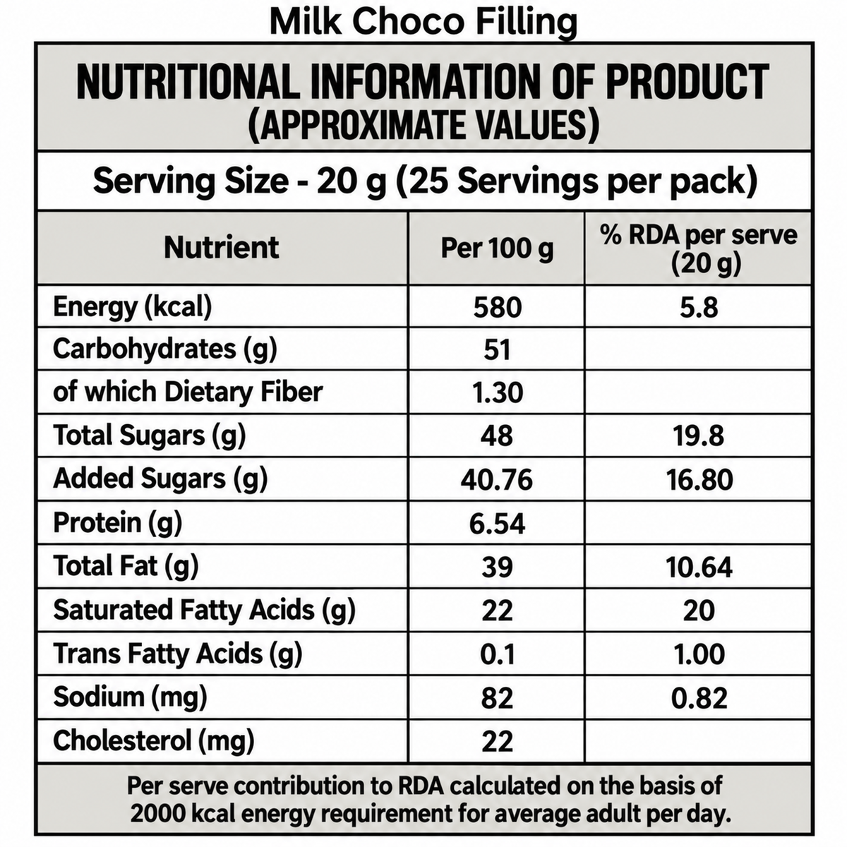 BYOND Milk Choco Filling  500gm