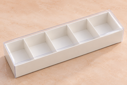 White 5 Cavity Gift Box with Transparent Lid Pack of 10 Size - 12x4x2.5 inch