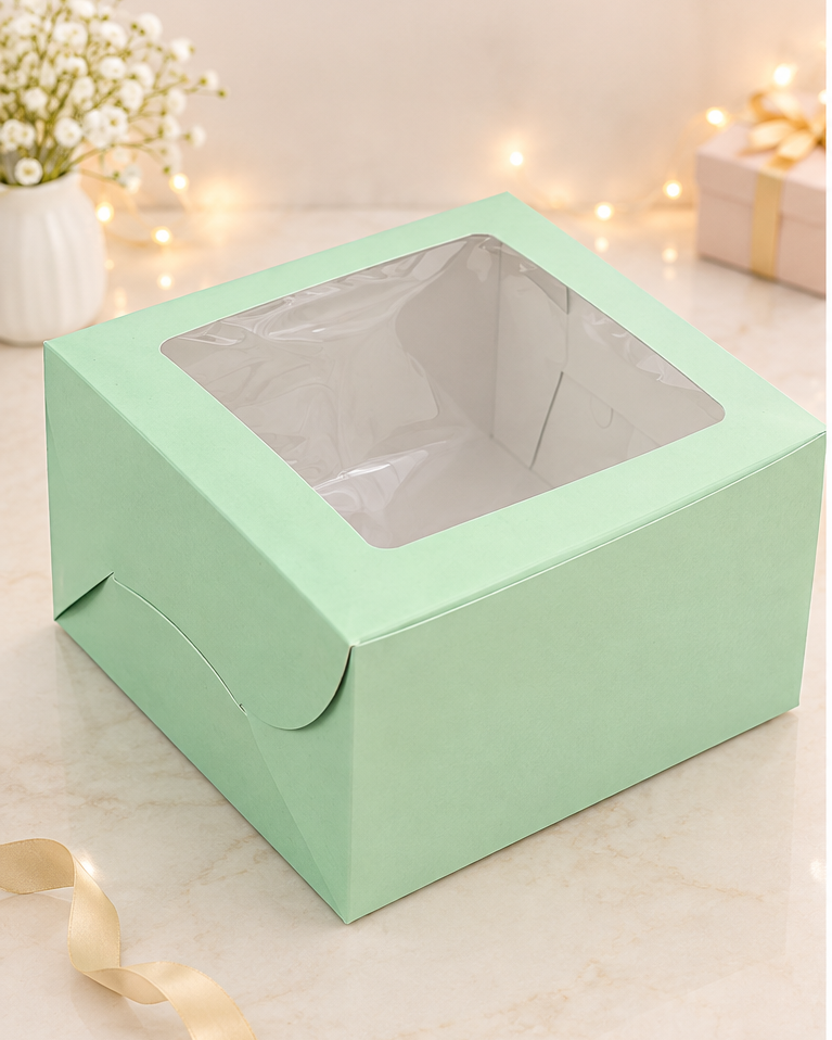 1 pound window cake box mint green color (size-8x8x4 inches)