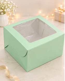 1 pound window cake box mint green color (size-8x8x4 inches)
