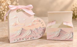 Pastel Pink Moon & Mountain Pattern Gift Box Pack of 10