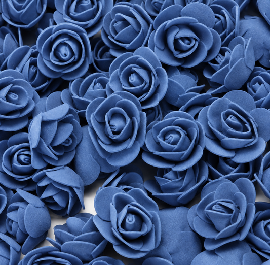 Navy Blue Rose Foam Flower For Cake Decoration Pack of 100