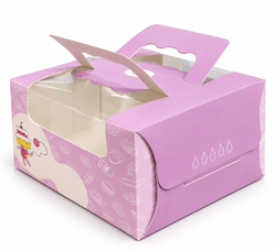 Purple Gift Box with Transparent Window & Handle – Pack of 10