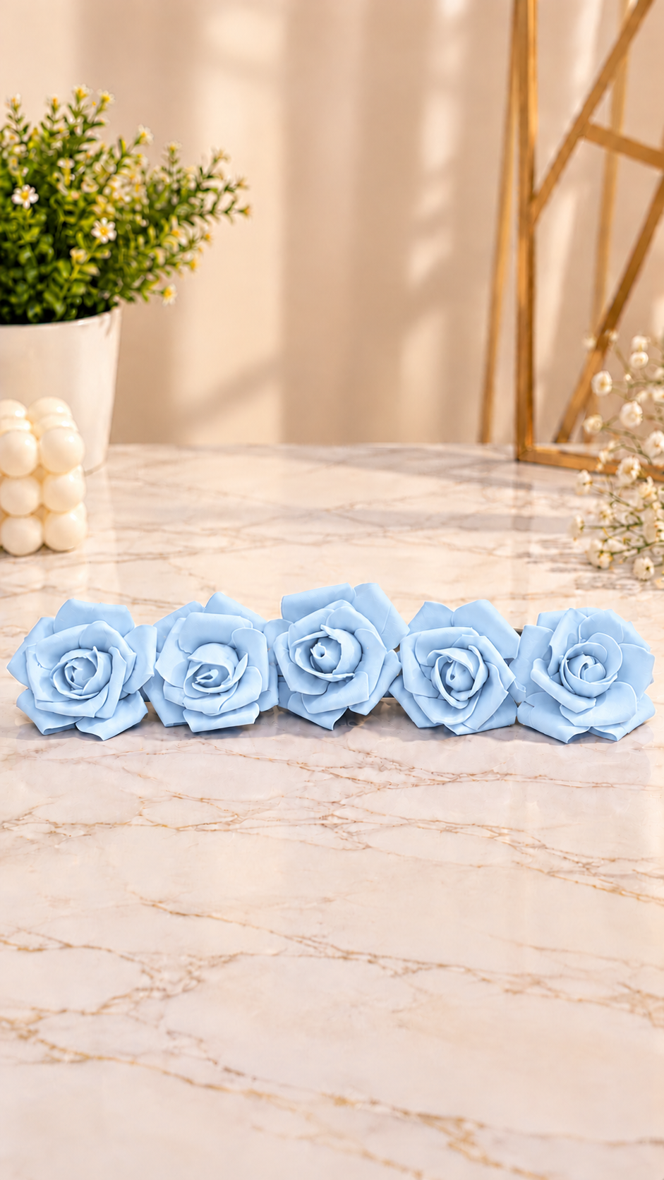 Sky Rose Foam Flower For Cake Decoration Pack of 10