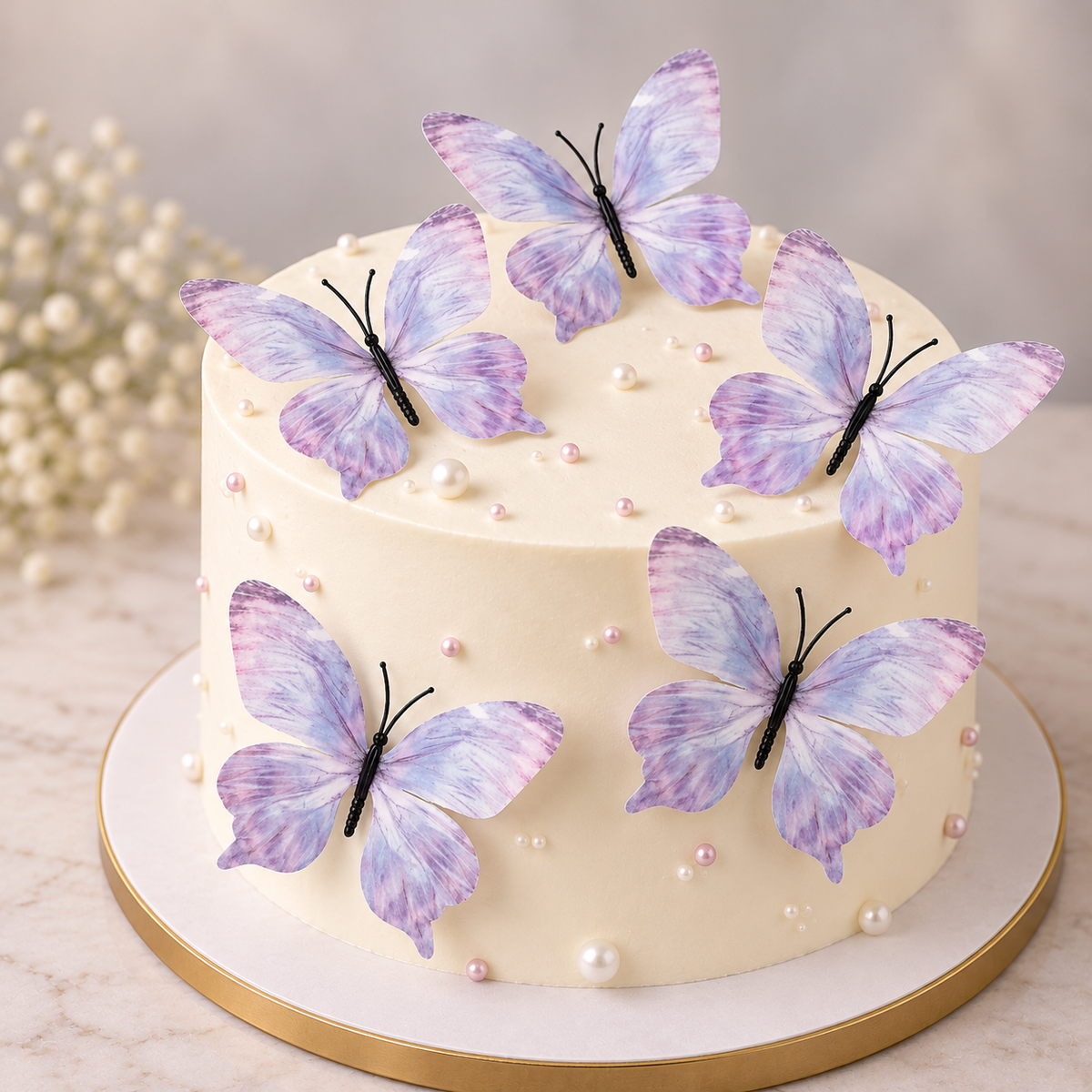 Pastel Blue Butterfly Set Of 5