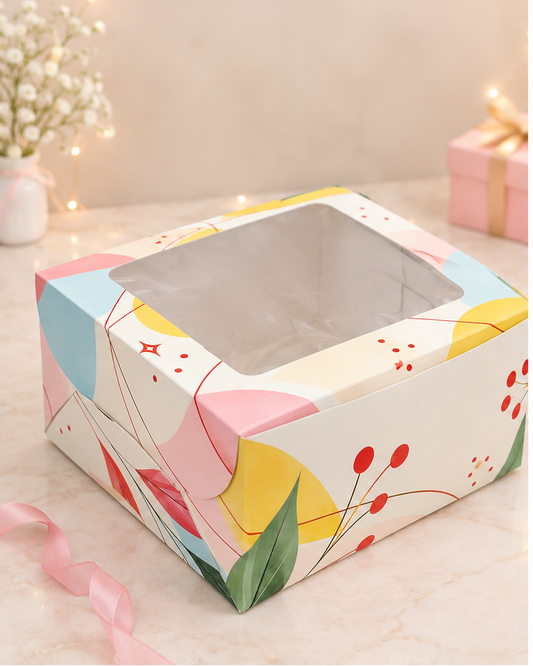 1 pound printed window cake box  (size-8x8x4 inches)