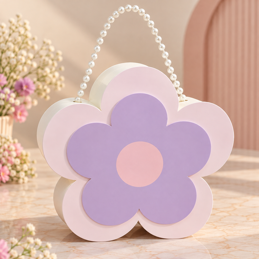 Pastel Flower Shape Gift Box with Pearl Handle Pack of 12