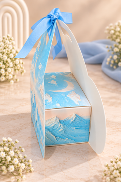 Pastel Blue Mountain & Moon Pattern Gift Box Pack Of 10