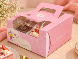 Pastel Pink Gift Box with Transparent Window & Handle – Pack of 10