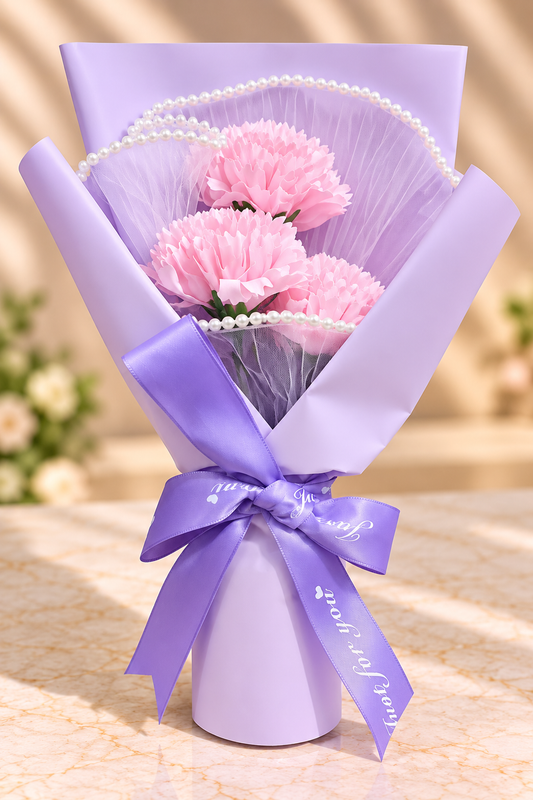 Artificial Flower Bouquet with Decorative Wrapping & Ribbon