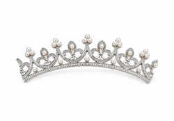 Silver Pearl Folding Crown Cake Topper