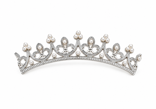 Silver Pearl Folding Crown Cake Topper