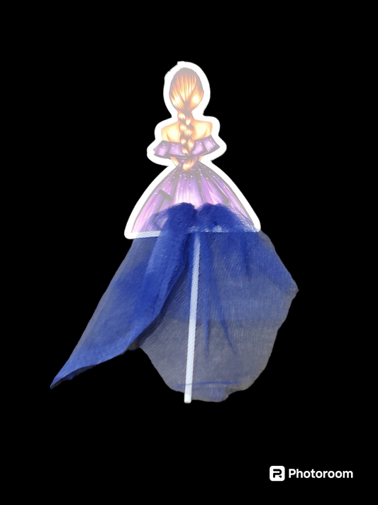 Princess back face theme topper blue