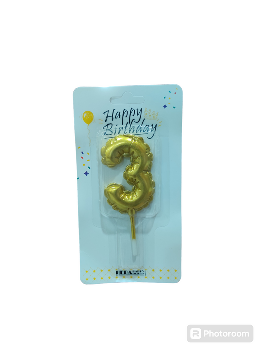 3 Number golden candle