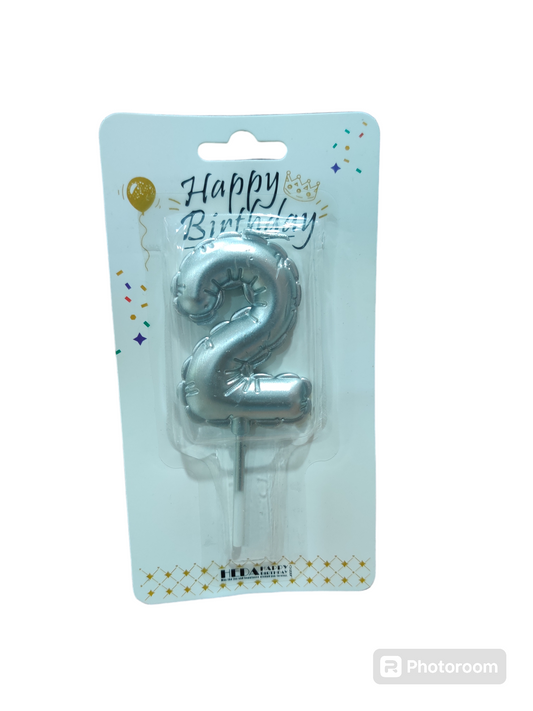 2 Number silver candle