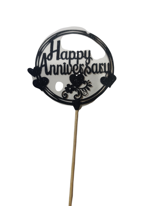 Happy anniversary 5 inch Glitter Cake Topper