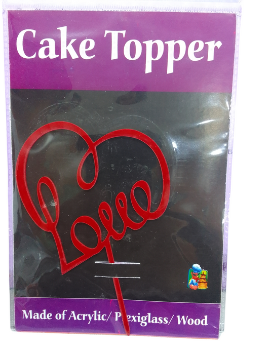 Red Heart-Love cake Topper Pack Of 1