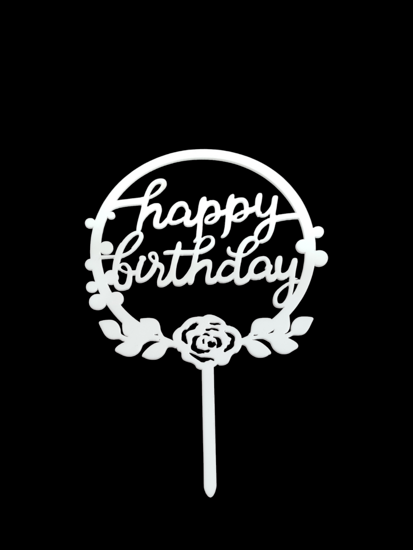 Happy Birthday White Acrylic Topper RT00727