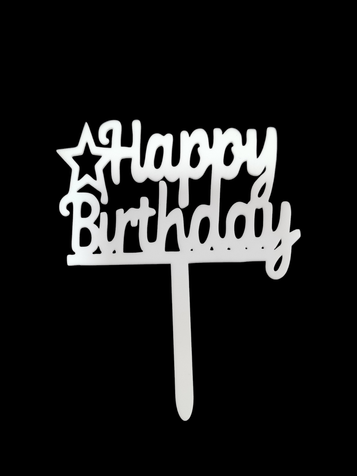 Happy Birthday White Acrylic Topper RT00738