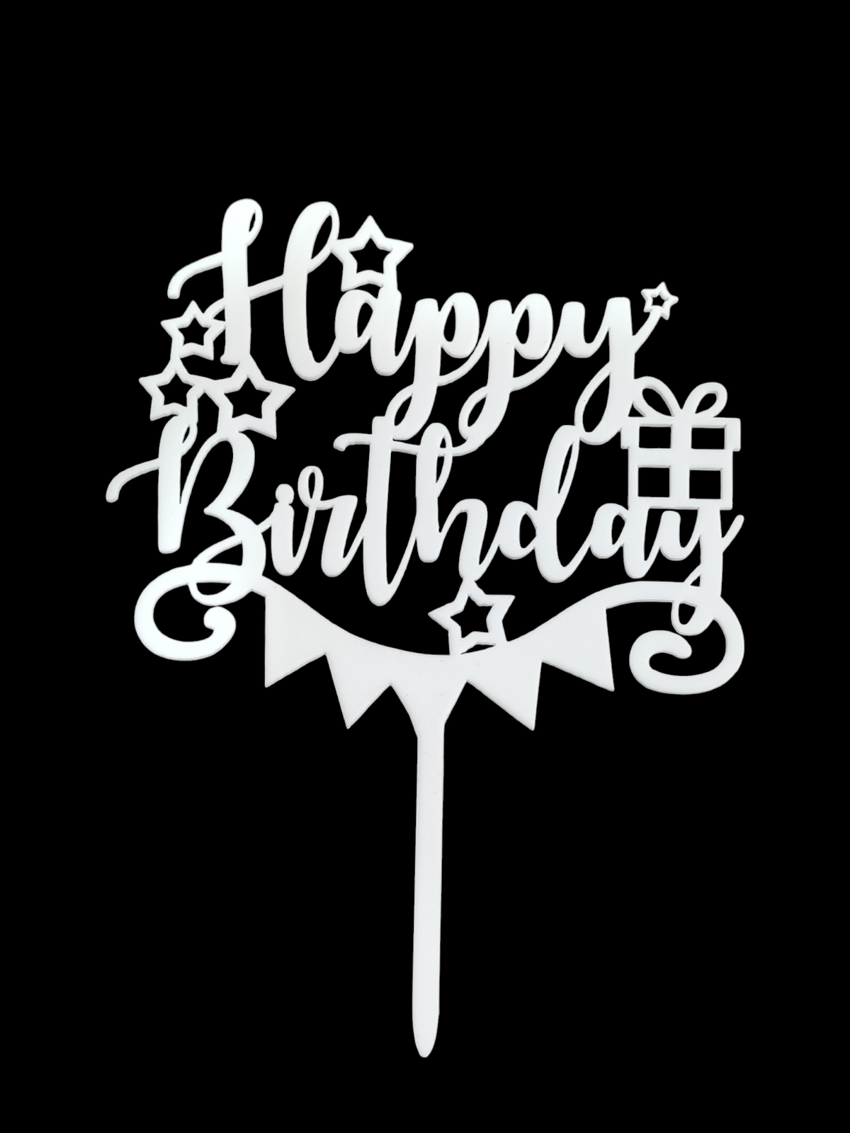 Happy Birthday White Acrylic Topper RT00746