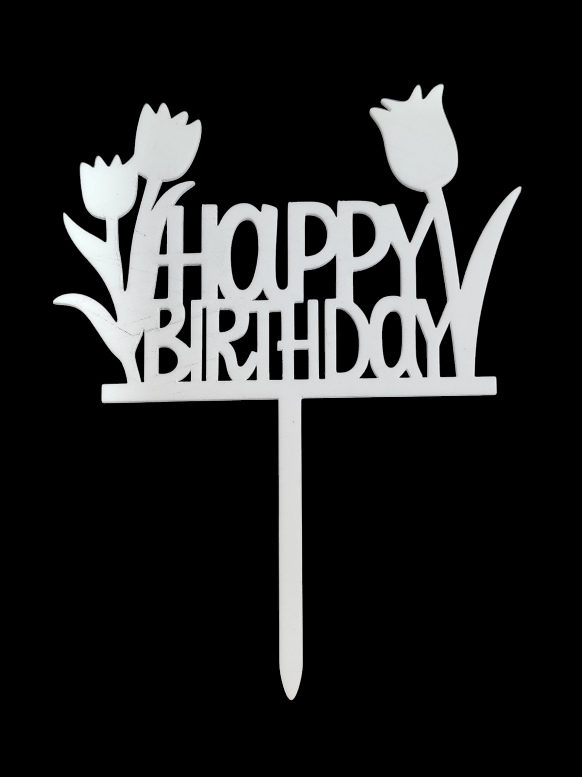 Happy Birthday White Acrylic Topper RT00760