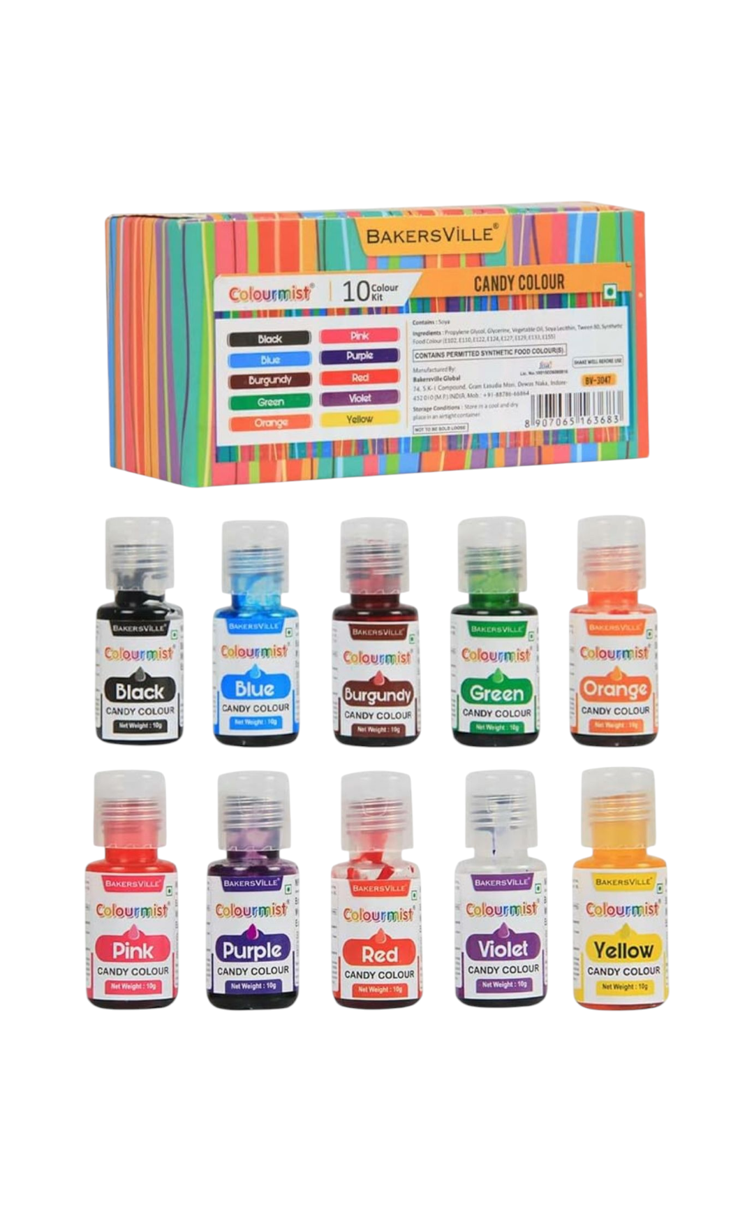 Bakersville Colourmist Candy Colour 10 gram (Set of 10)
