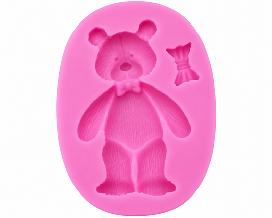 3D Teddy Bear with Bow Fondant Mould