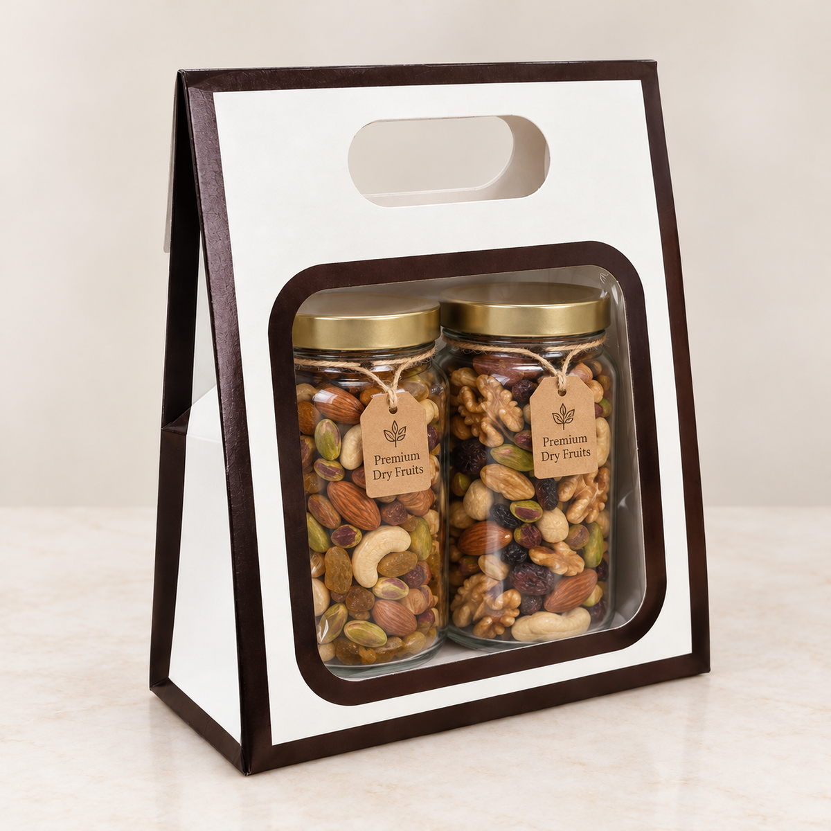 2 pcs jar box white colour with black border PACK OF 10 (size - 8x7 inch)