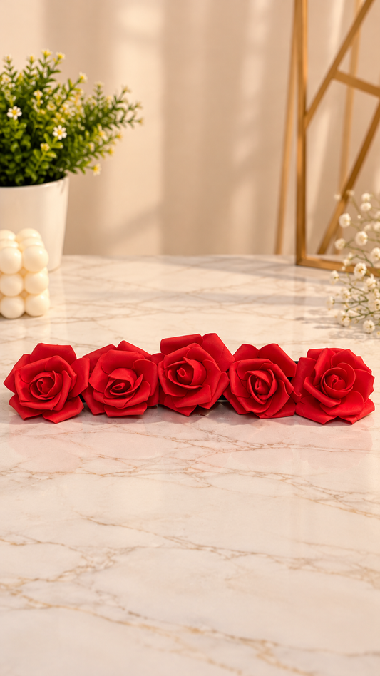 Red Rose Foam Flower For Cake Decoration Pack of 10