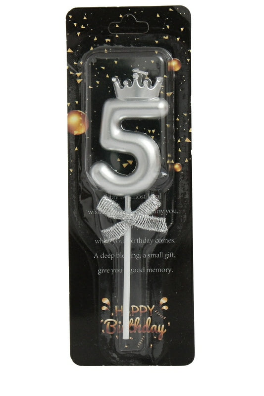 5 Number silver Cake candle