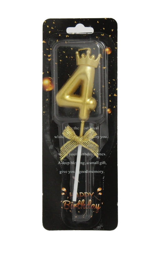 4 Number golden cake candle