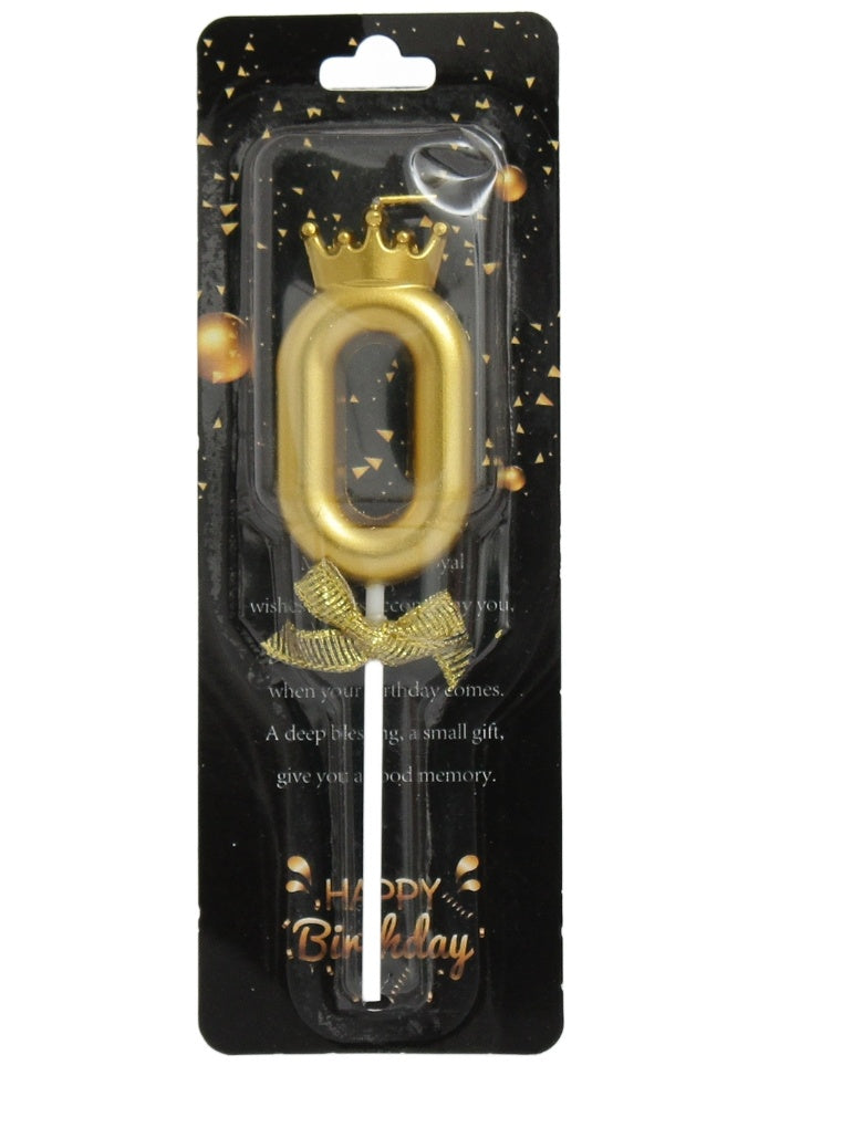 0 Number golden cake candle